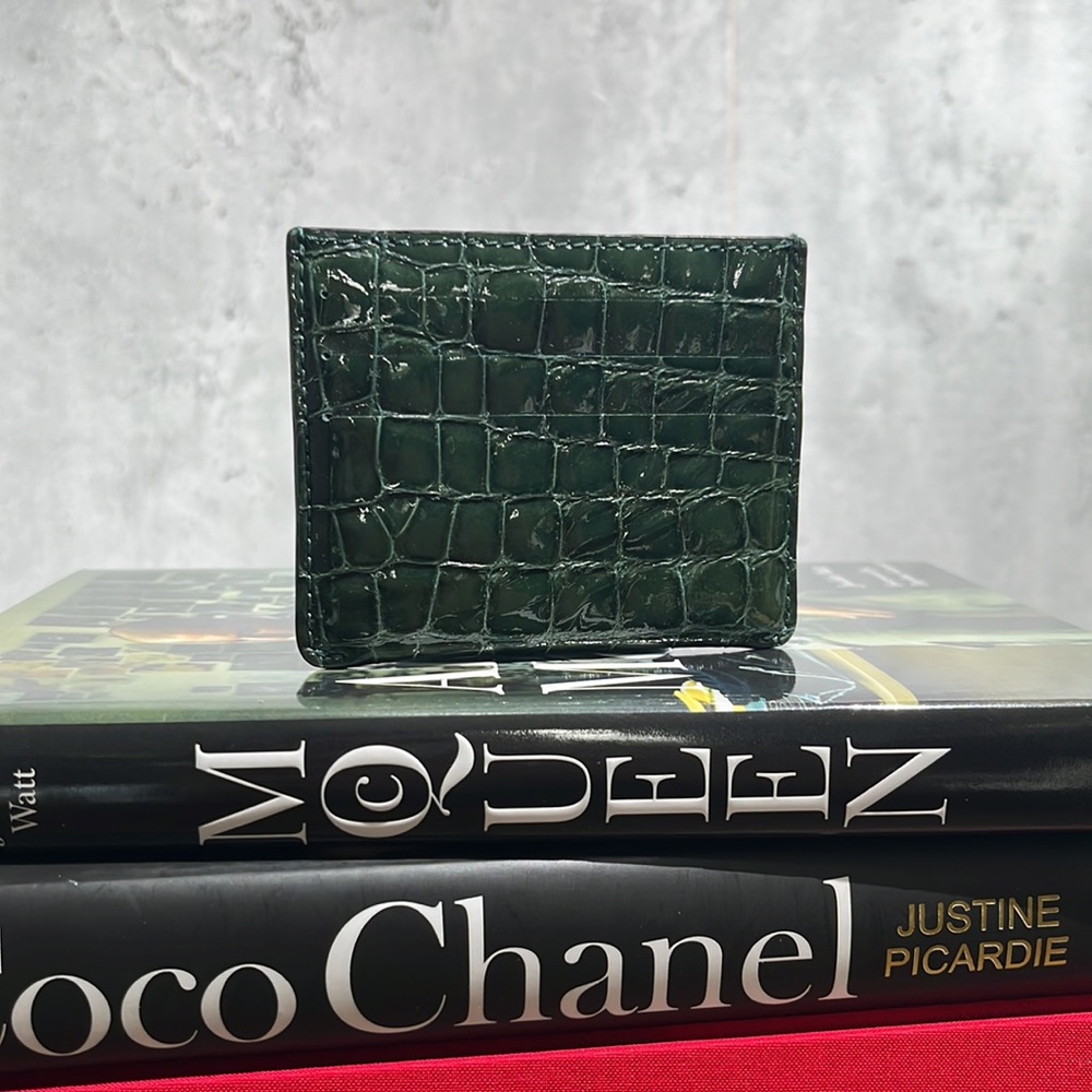 Green Crocco Stamped Leather Wallet